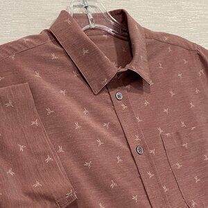 Vuori Shirt Mens Small Red Bridge Button Up Stretch Performance Short Sleeve